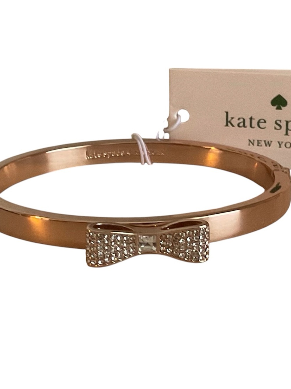 kate spade Rose Gold Tone Crystal Bow Bangle Bracelet